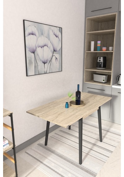 Vilinze Avanos Ahşap Katlanır Kanatlı Mdf Traverten Mutfak Masası - 70x70+70 70x140 Cm Traverte Vilinze Avanos Ahşap Katlanır Kanatlı Mdf Traverten Mutfak Masası - 70x70+70 70x140 Cm Traverte
