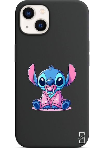 Apple Uyumlu iPhone 15 Siyah Lansman Kılıf Baby Stich