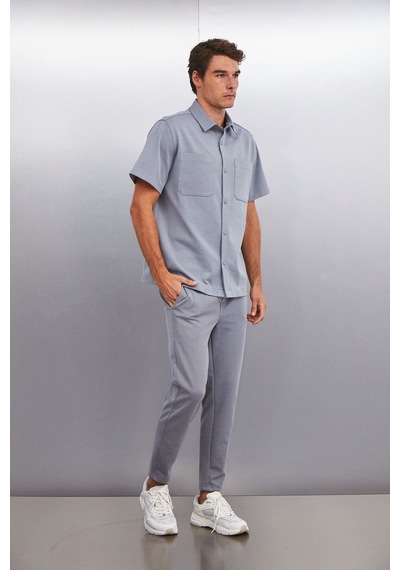 Grimelange HUXLEY Erkek Regular Fit Cepli Gri Pantolon