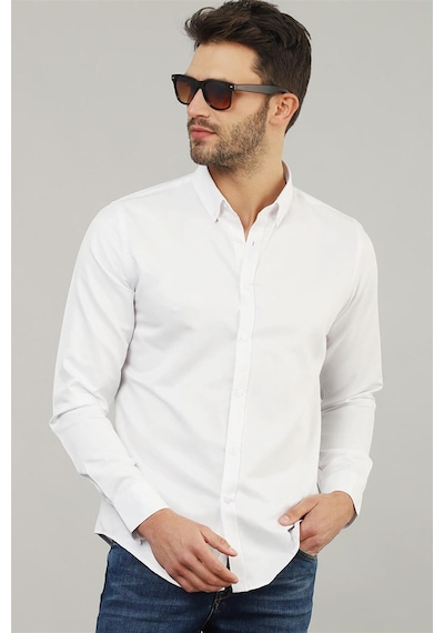 Tudors Slim Fit Dar Kesim Oxford Spor Erkek Gömlek-19310 Beyaz Tudors Slim Fit Dar Kesim Oxford Spor Erkek Gömlek-19310 Beyaz