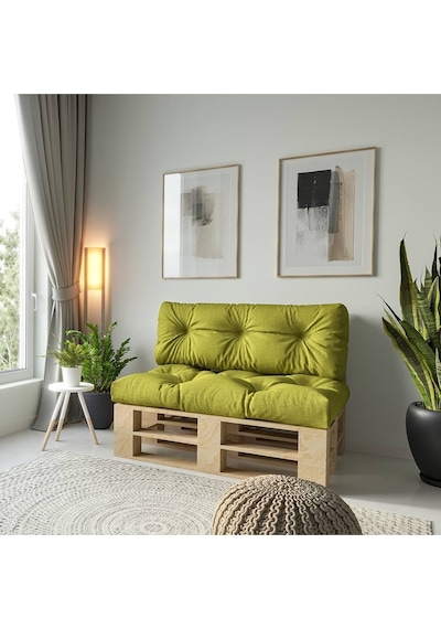 Bahçe & Balkon Palet Üstü Sırt Dayamalı Özel Dolgulu Kaliteli Yer Minderi 120x80 Cm Yeşil