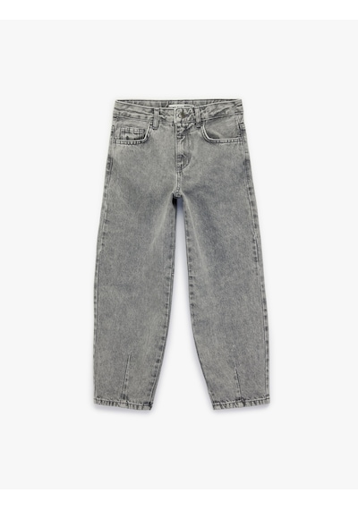Koton Pamuklu Cepli Balon Form Denim Pantolon Gri 6skg40061ad Gri