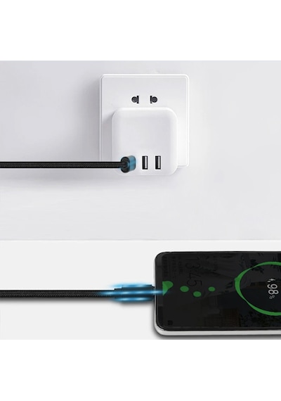 65w 2 Metre Type-c Uzun Hızlı Şarj Data Kablosu Akım Korumalı Kablo For Xiaomi Samsung Oppo Uyumlu