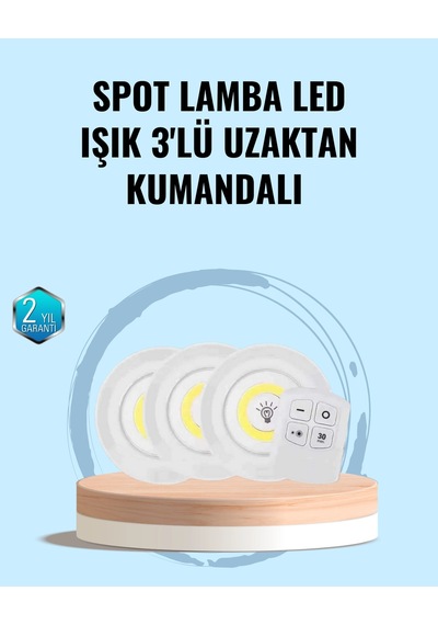 Zenvia Ev Ofis Kamp İçin Uygun Uzaktan Kumandalı Yapışkanlı Kablosuz Led Spot Lambalar Znv2026