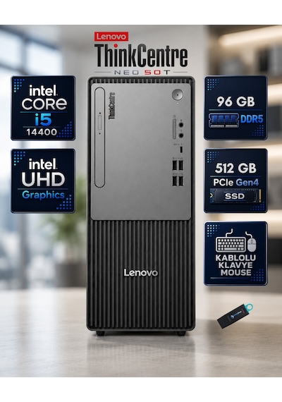 Lenovo Thinkcentre Neo 50T G5 12UD002CTR-RNP13F i5-14400 96 GB 512 GB SSD Dos Masaüstü Bilgisayar Lenovo Thinkcentre Neo 50T G5 12UD002CTR-RNP13F i5-14400 96 GB 512 GB SSD Dos Masaüstü Bilgisayar