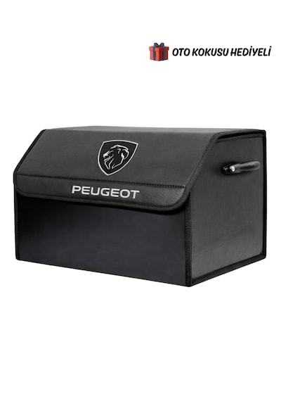 Peugeot Marka Logolu Oto Bagaj Organizer Çanta Oto Bagaj Çantası 2 Bölmeli Suni Deri Boyutlar : 48 Cm X 31 Cm X 29 Cm