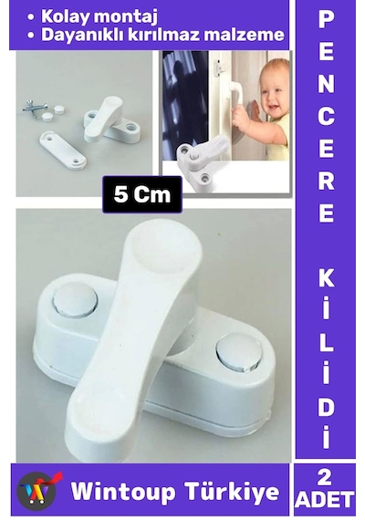 Premium Dayanıklı Güvenlik Çocuk Odası Bebek Odası Pvc Pencere Kapı Kırılmaz Emniyet Kilidi 2 Adet Çok Renkli
