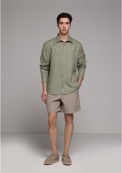 Colin's Colins Regular Fit Shirt Neck Düz Erkek Yeşil Uzun Kol Gömlek Cl1080090 Q1.v1 Grn