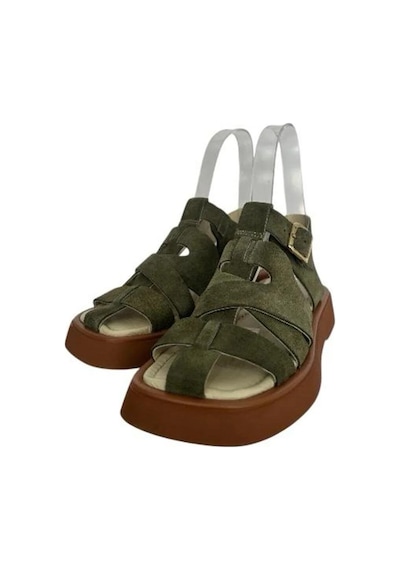Kemal Tanca 862 M-609 Kadın Hakiki Deri Sandalet Yeşil