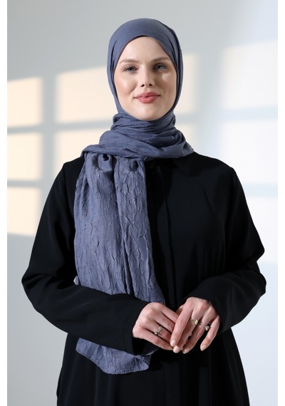 Kadın Tesettür Bambu Kraş Şal, Ütü Gerektirmeyen Doğal Hijab Başörtüsü 75x180 Cm - Füme