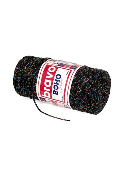 Boho Simli Polyester Makrome İplik 200 Gr 270 Metre Renk Kodu: 270m Siyah Multicolor