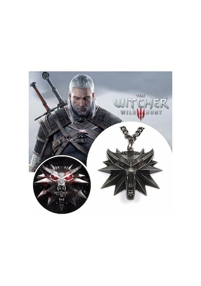 Herşey Nota Witcher Kurt Göz Renk Detaylı 3d Siyah Çelik Kolye