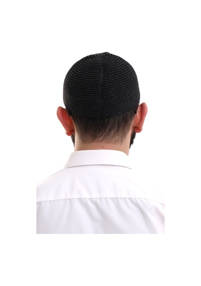 Füme Kışlık Nokta Desenli Orlon Namaz Takkesi