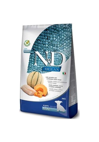 N&D Ocean Tahılsız Morina Balıklı Balkabaklı ve Kavunlu Mini Irk Yavru Köpek Maması 7 KG