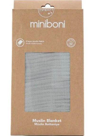 Miniboni Müslin Bebek Battaniyesi 100x120 Cm Gri