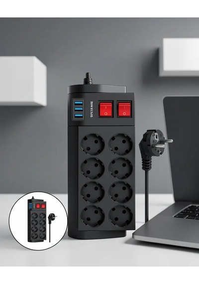 Astraltech 8 Prizli 3 Usb'li Termal Korumalı Uzatma Kablosu