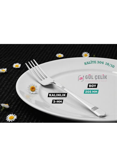 12 Kişilik Yemek Çatalı Alvina Model 304 Kalite 18/10 Paslanmaz Çelik 304 Paslanmaz Çelik