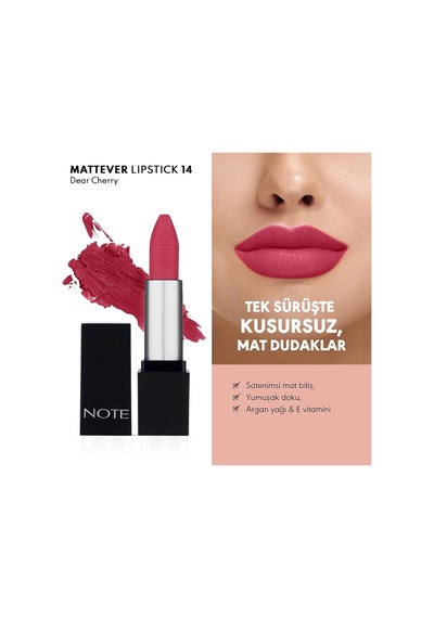 Cosmetics Mattever Lipstick 14 Dear Cherry Yarı Mat Saten Bitişli Ruj, Pembe Çok Renkli Cosmetics Mattever Lipstick 14 Dear Cherry Yarı Mat Saten Bitişli Ruj, Pembe Çok Renkli