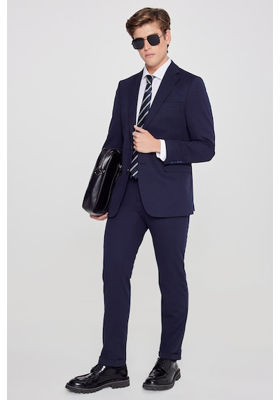 AC&Co / Altınyıldız Classics Erkek Lacı Slim Fit Dar Kesim Mono Yaka Beli Bağlamalı Kapak Cepli Esnek Takım Elbise Lacı