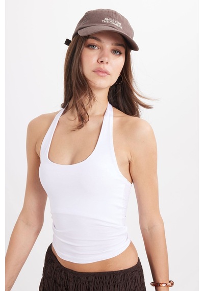 Tudors Kadın Slim Fit Pamuklu Boyundan Geçmeli Sırt Detaylı Likralı Beyaz Bluz -50474