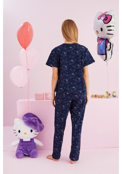Siyah İnci Lisanslı %100 Pamuk Çok Renkli Bisklet Yaka Pijama Takım Hk005 Lacivert Siyah İnci Lisanslı %100 Pamuk Çok Renkli Bisklet Yaka Pijama Takım Hk005 Lacivert