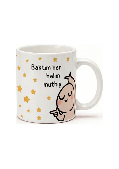 Ne Halim Varsa Göreyim Dedim Baktım Her Halim Müthiş - Komik Baskılı Seramik Hediye Kupa Bardak Çok Renkli