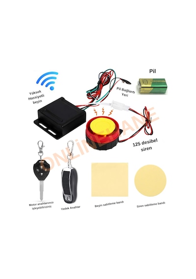 Motosiklet Alarm-Uzaktanç alıştırma Seti Pil Destekli Motor Alarm
