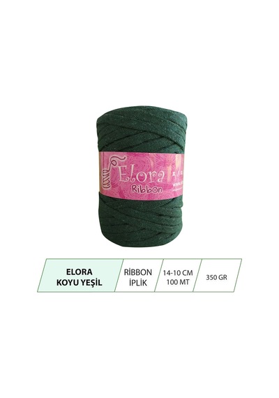 Elora Koyu Yeşil Ribbon Örgü Ipi