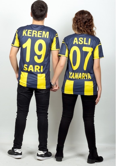 Çiftlere Özel Futbol Forması Sarı & Lacivert 19 Lacivert