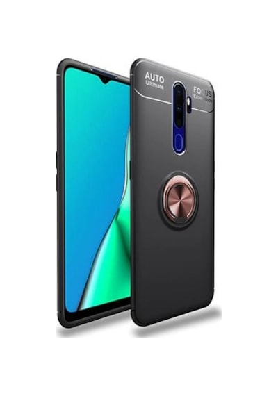 Oppo A9 2020 Kılıf Yüzüğü Stant Ve Araç Tutucu Olabilen Şık Esnek Premium Silikon Kapak Ryc/ravel Siyah - Rose Gold