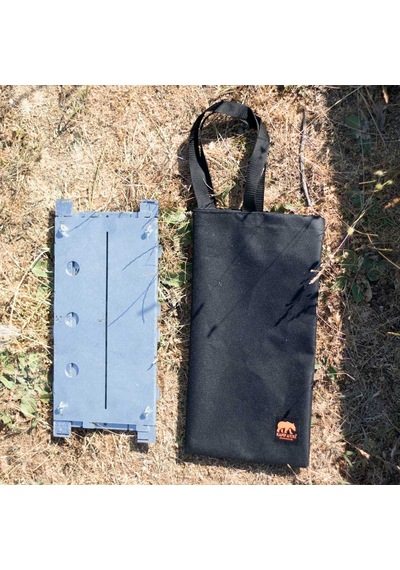 Kamp Ayısı Pyrowide Geniş Katlanır Metal Ateş Kutusu - 2mm Gri Galvaniz Çelik, Çantalı, 39.5 X 26.5 X 21 Cm Gri
