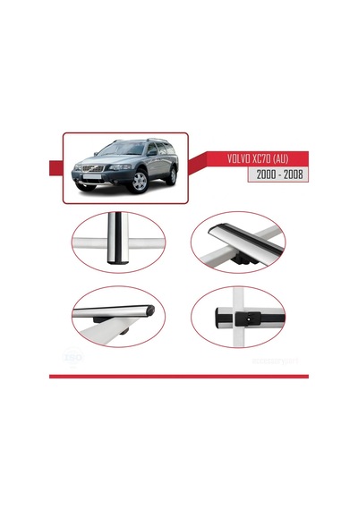 Volvo Xc70 Au 2000-2008 Arası İle Uyumlu Basic Model Ara Atkı Tavan Barı Gri 3 Adet