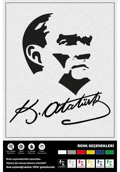 Atatürk Resim Ve İmza Stıcker 30 X 33 Cm
