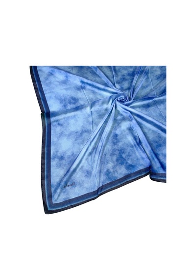 Mim Eşarp Ebruli Kristal Bulut Desenli Eşarp 90x90 Cm Lacivert