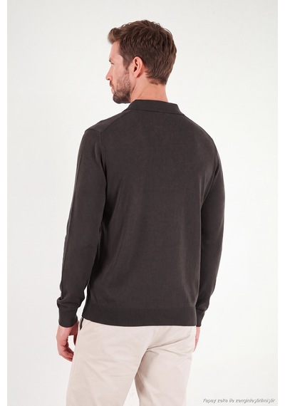 Buratti Pamuklu Regular Fit Düğmeli Uzun Kollu Polo Erkek Polo 7024733 Kahve