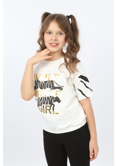 Toontoy Kids Toontoy Kız Çocuk Wild Wood Girl Baskılı Tişört Ekru