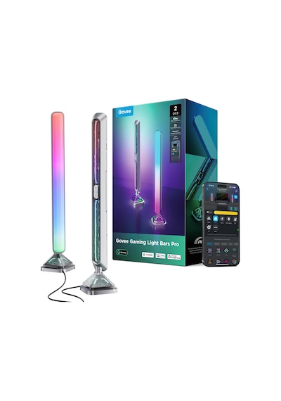 Govee Light Bars Pro For Gaming, Pc, Monitör, 60'tan Fazla Sahne Modu İçin Üç Taraflı Rgbıc Aydınlatma Ve Wifi Özelliğine Sahip Geliştirilmiş 16 İnç Akıllı Led Işık Çubukları, Alexa Ve Google Home İle Çalışır Siyah