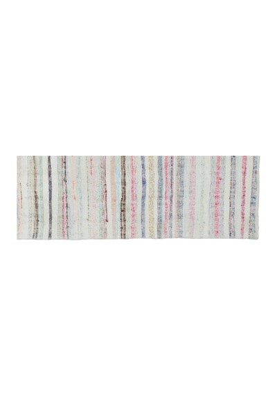 El Dokuması Vintage Yün-pamuk Çizgili Çaput Halı 31672 108 X 310 Cm Çok Renkli