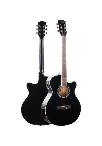 Midex XC-300XBK-EQ Profesyonel Siyah Elektro Akustik Gitar 4/4 Yetişkin Üst Segment (Gigbag Çanta Tuner Capo Askı Jak Kablo Pena)