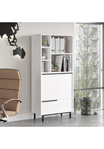Robin Home Lidya Ofis Klasör Dolabı Kitaplık 3 Kapaklı Metal Ayak