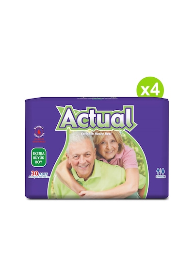 Actual Extra Büyük Boy Yetişkin Hasta Bezi XL Beden 4 x 30'lu