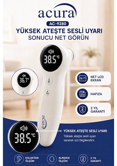 Acura Ac-9280 Dual Kulaktan & Alından Profesyonel Ateş Ölçer