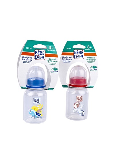 Bebedor Desenli PP Biberon 125 ml ( No:3 Biberon Emziği Hediyeli)
