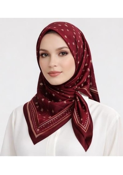 İpekal Mono Organik Pamuk Eşarp - 06247 Bordo-pudra