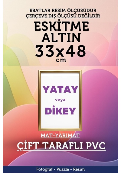 Altın-22mm-33x48 Cm Mat Pvc Li Camsız Fotoğraf 500 Parça Puzzle Belge Çerçeve Yatay Dikey Asılabilme. 34591544