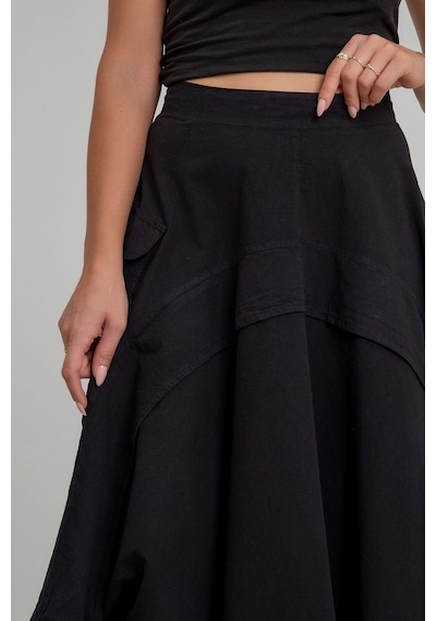 Bold & Young Kadın Kargo Cepli Fermuarlı İnce Etek Siyah