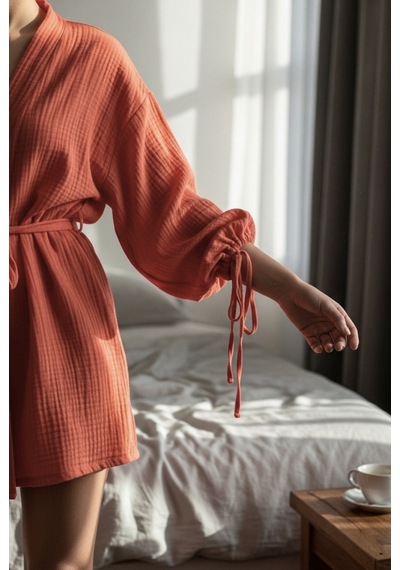 Combattente Exclusive Products Yeni Sezon Müslin Kimono - Bağlamalı Kol Detayı, Lüks Oversize Kadın Kimono - Oeko-tex Sertifikalı Kumaş Turuncu Combattente Exclusive Products Yeni Sezon Müslin Kimono - Bağlamalı Kol Detayı, Lüks Oversize Kadın Kimono - Oeko-tex Sertifikalı Kumaş Turuncu