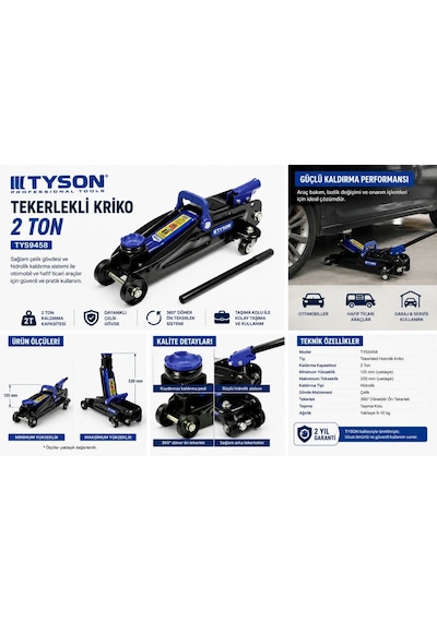 Tyson Tekerlekli Kriko 2 Ton Tys9458