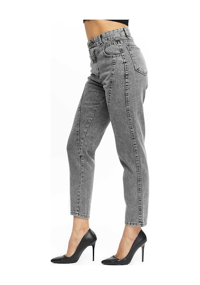 Shevega Kadın Füme Ön Conta Parcalı Mom Jeans Pantolon Füme