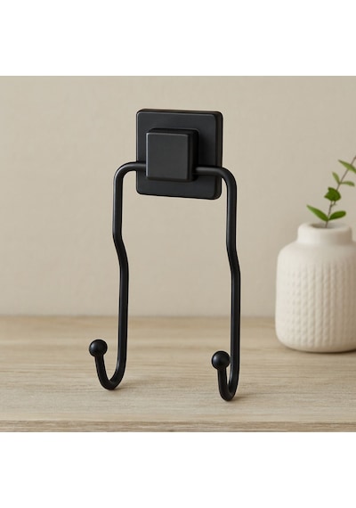 Siyah Metal Sarkık Askı 2'li - Güçlü Yapışkanlı 8x9x19 Cm Çok Renkli